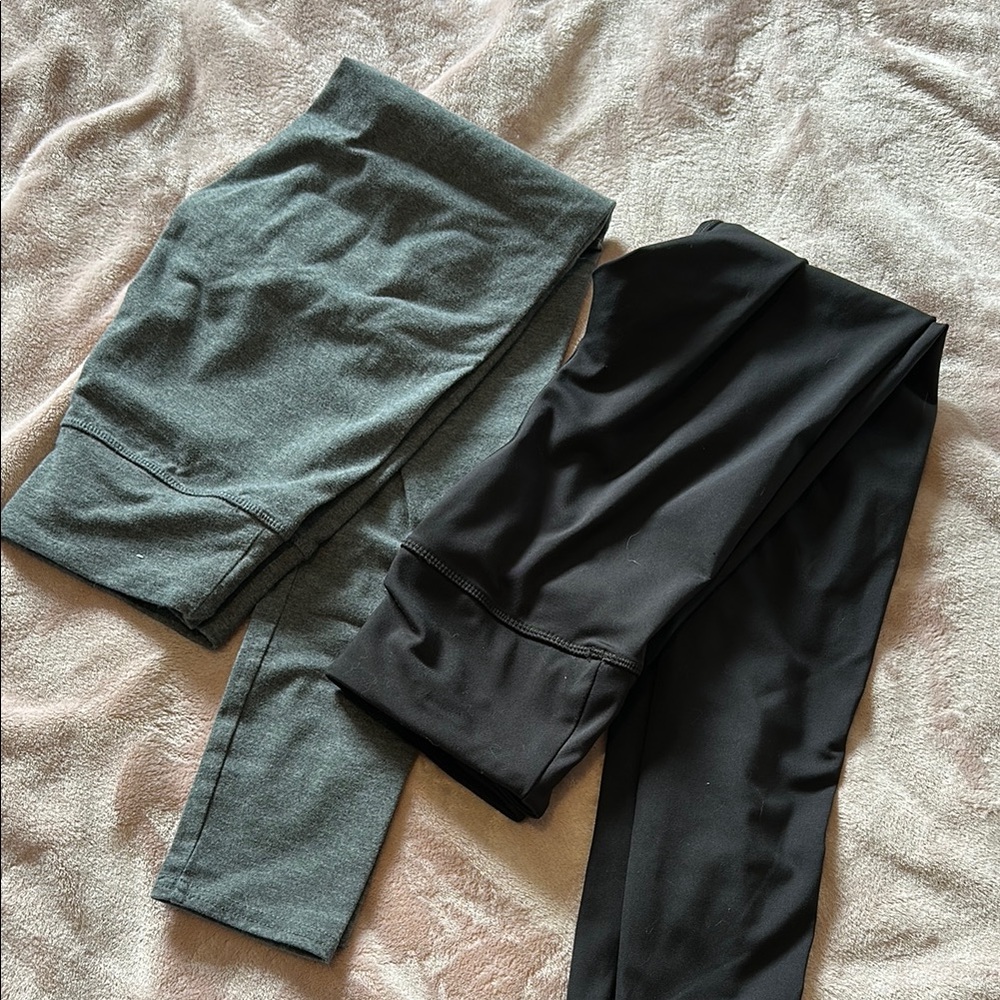 Aerie Charcoal Leggings and Aerie Black Leggings